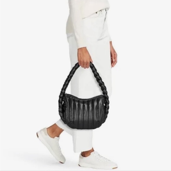 Think Royln | Kelsie Braided Quiled Nylon Hobo Bag. Black. - Picture 3 of 12